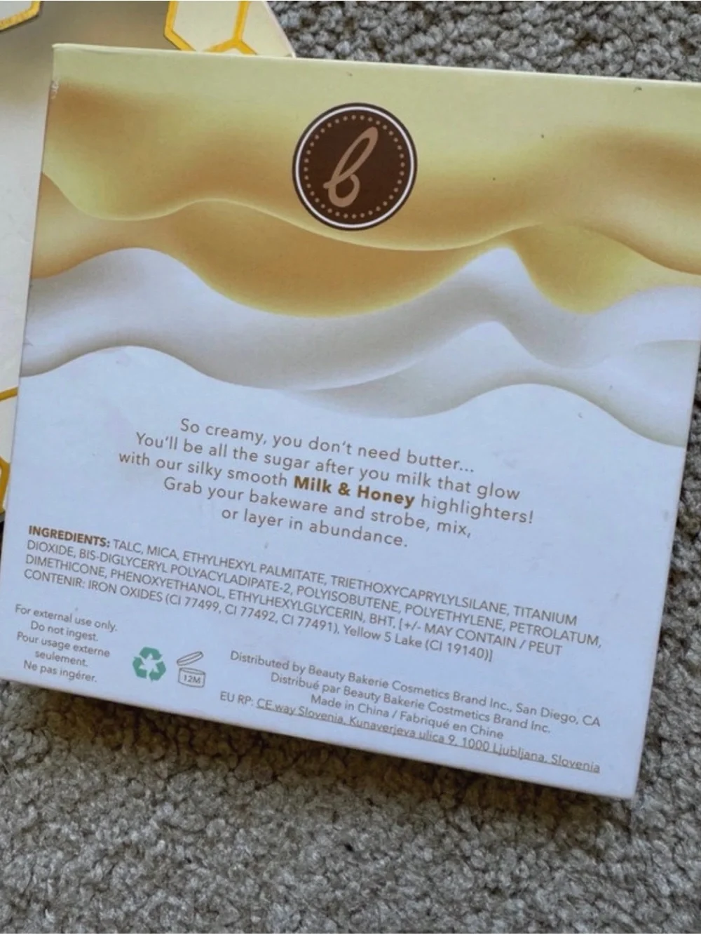 Beauty Bakerie Milk & Honey Palette - White and Gold Honeycomb Design